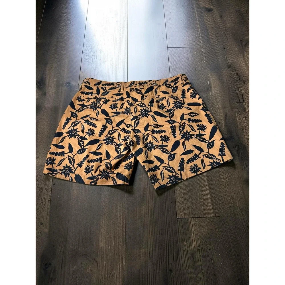Goodthreads Woven Shorts Mens 36 Brown Floral Tropical Flat Front Casual Summer